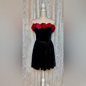 NWT Gary Wood black velvet mini dress